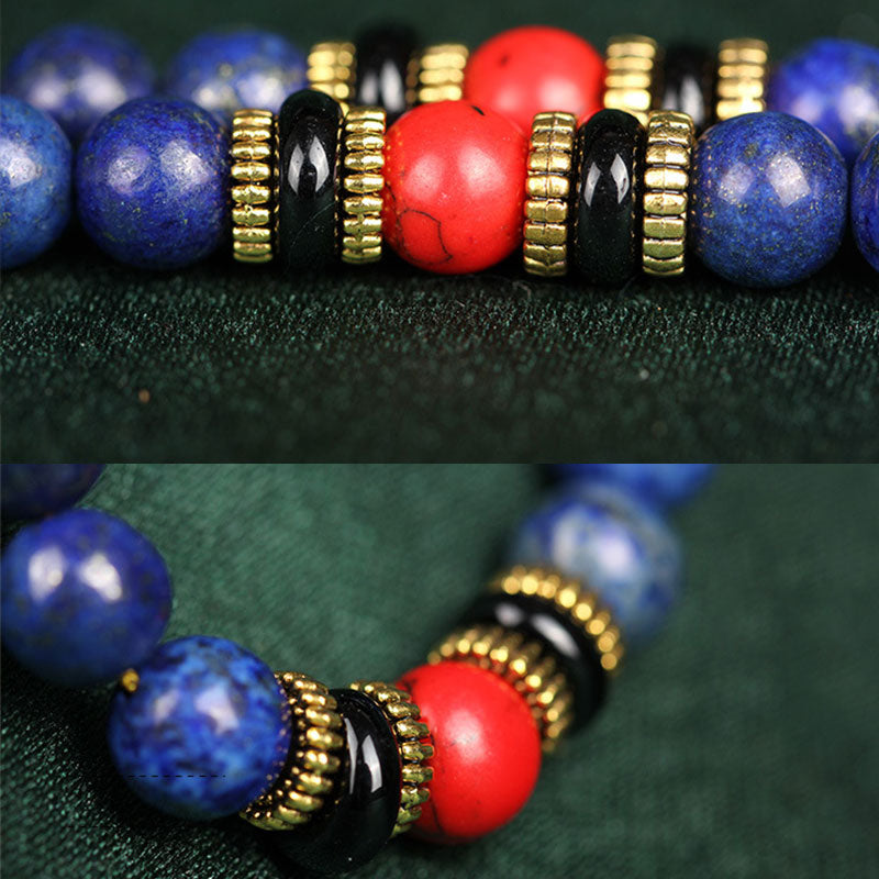 Buddha Stones Tibetan Mala Lapis Lazuli Lazurite Positive Bracelet - image 8