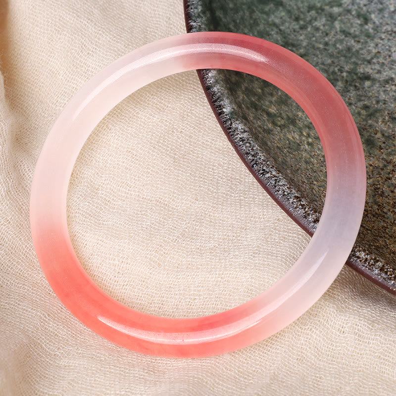 Buddha Stones Pink Golden Silk Jade Wealth Bracelet Bangle - image 3
