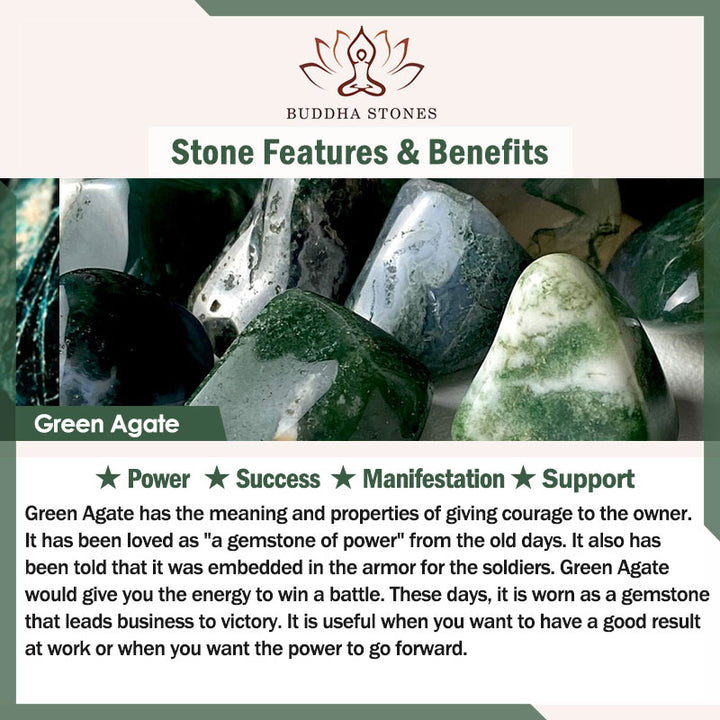 Buddha Stones Green Agate Beads Support Bracelet