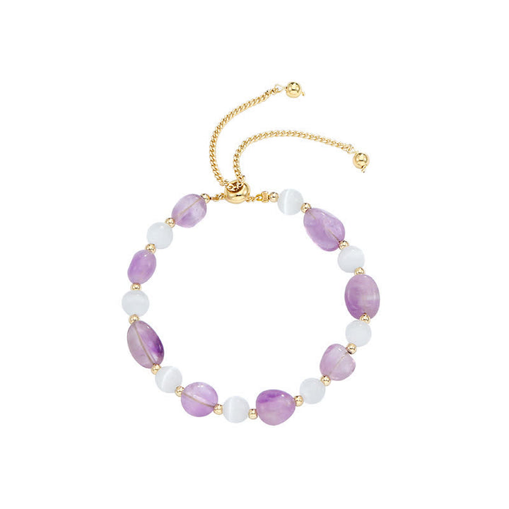 Amethyst Pink Crystal Black Rutilated Quartz Spiritual Awareness Bracelet - image 5