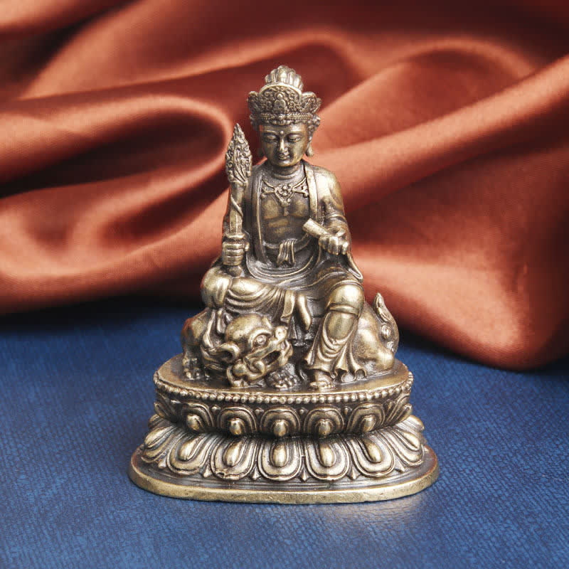 Manjusri Bodhisattva Serenity Copper Statue Decoration - 49*64mm - image 0