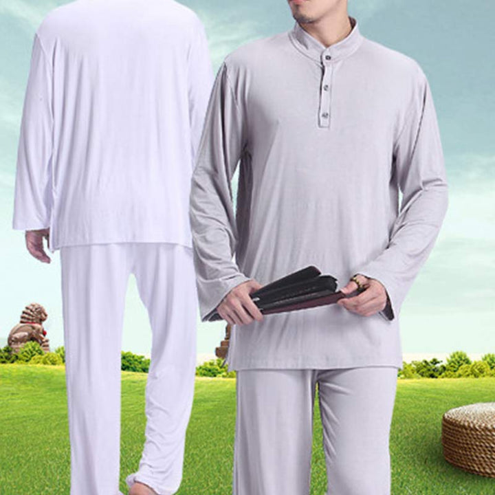 Buddha Stones Meditation Prayer Spiritual Zen Tai Chi Practice Yoga Clothing Men's Set