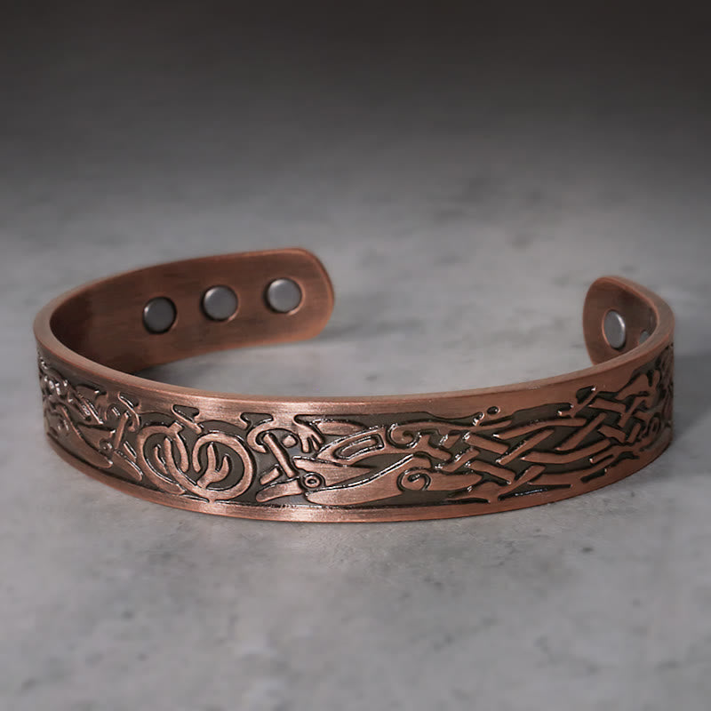 Buddha Stones Viking Birds Magnetic Copper Adjustable Cuff Bracelet Bangle - image 1