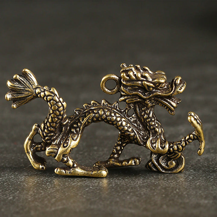 Buddha Stones Year Of The Dragon Mini Brass Dragon Luck Protection Home Decoration - image 1
