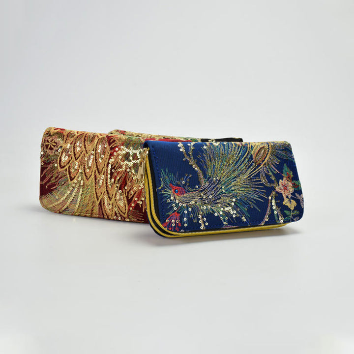 Peacock Double-sided Embroidery Cash Holder Wallet Shopping Purse