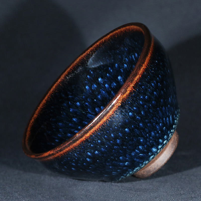 Buddha Stones Handmade Blue Francolinus Spot Chinese Jianzhan Ceramic Teacup Kung Fu Tea Cup Bowl - image 14