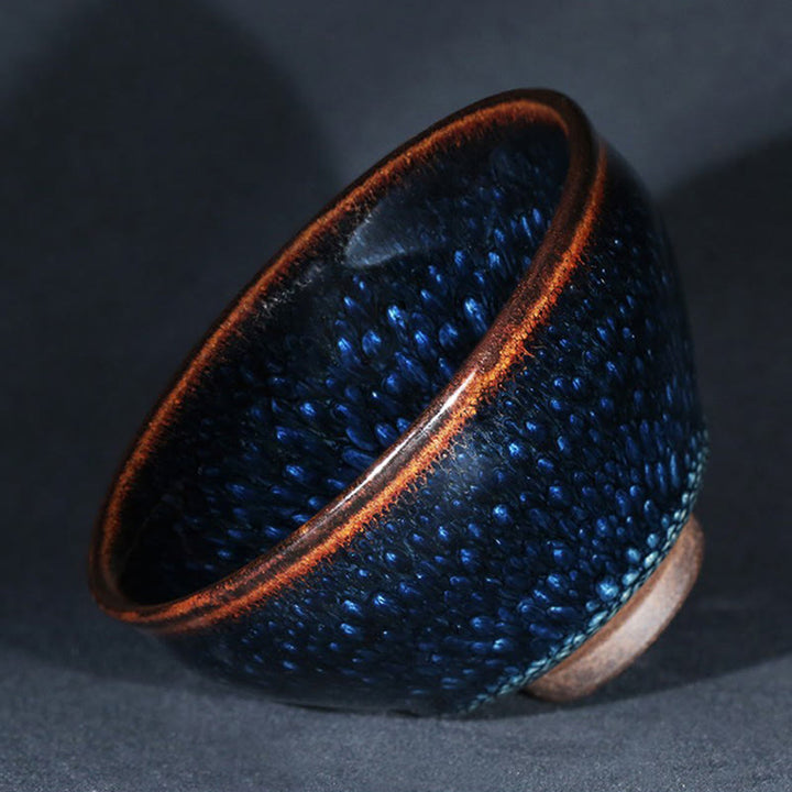 Buddha Stones Handmade Blue Francolinus Spot Chinese Jianzhan Ceramic Teacup Kung Fu Tea Cup Bowl - image 14