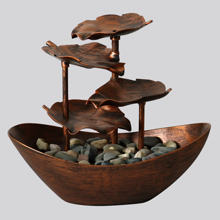 Buddha Stones Lotus Leaf Shaped Waterfall Fountain Tabletop Ornaments With LED Light Home Office Desktop Decoration - image 12