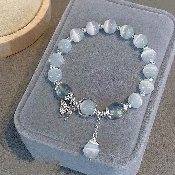Buddha Stones Cat's Eye Moonstone Butterfly Star Charm Support Bracelet - Cat's Eye&Moonstone Butterfly - image 0