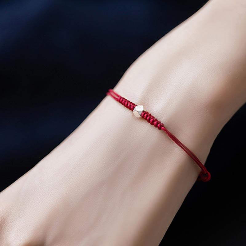 Buddha Stones 925 Sterling Silver Luck Bead Protection Red String Thin Cord Braided Bracelet - image 7