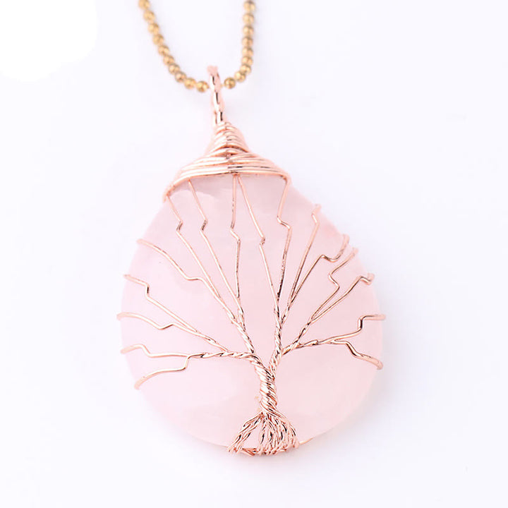 Buddha Stones Natural Quartz Crystal Tree Of Life Healing Energy Necklace Pendant - image 9