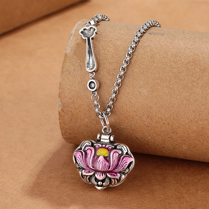 Buddha Stones Tibet Copper Lotus Luck New Begining Necklace Pendant