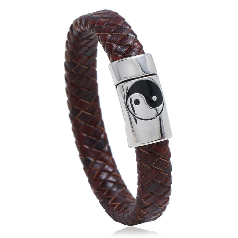 Buddha Stones FengShui Yin Yang Balance Bracelet - 19-20.5cm - SaddleBrown - image 2