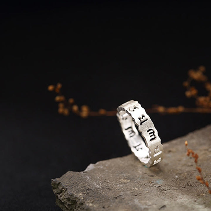 Buddha Stones Tibetan 925 Sterling Silver Om Mani Padme Hum Peace Hollow Ring - image 5