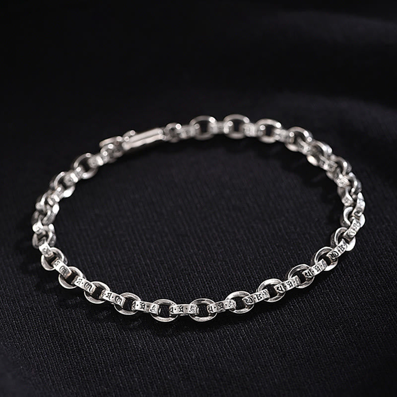 Buddha Stones 925 Sterling Silver Om Mani Padme Hum Carved Design Creativity Metal Bracelet - image 3