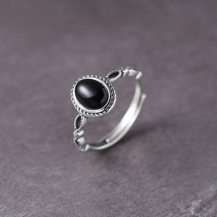 Buddha Stones 925 Sterling Silver Black Onyx Fortune Ring - image 1
