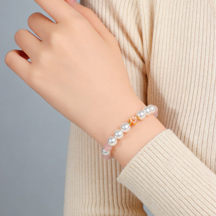 Buddha Stones Rose Quartz Clear Quartz Sweet Blossom Harmony Bracelet - image 5