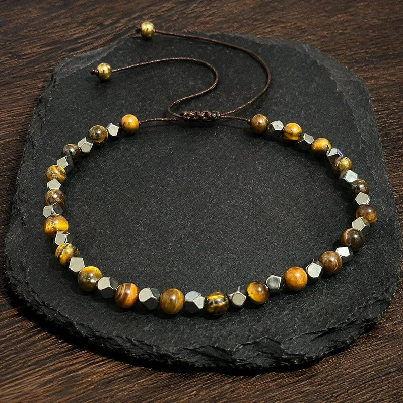 Buddha Stones Tiger Eye Black Magnetite Braided Confidence Adjustable Bracelet - image 1