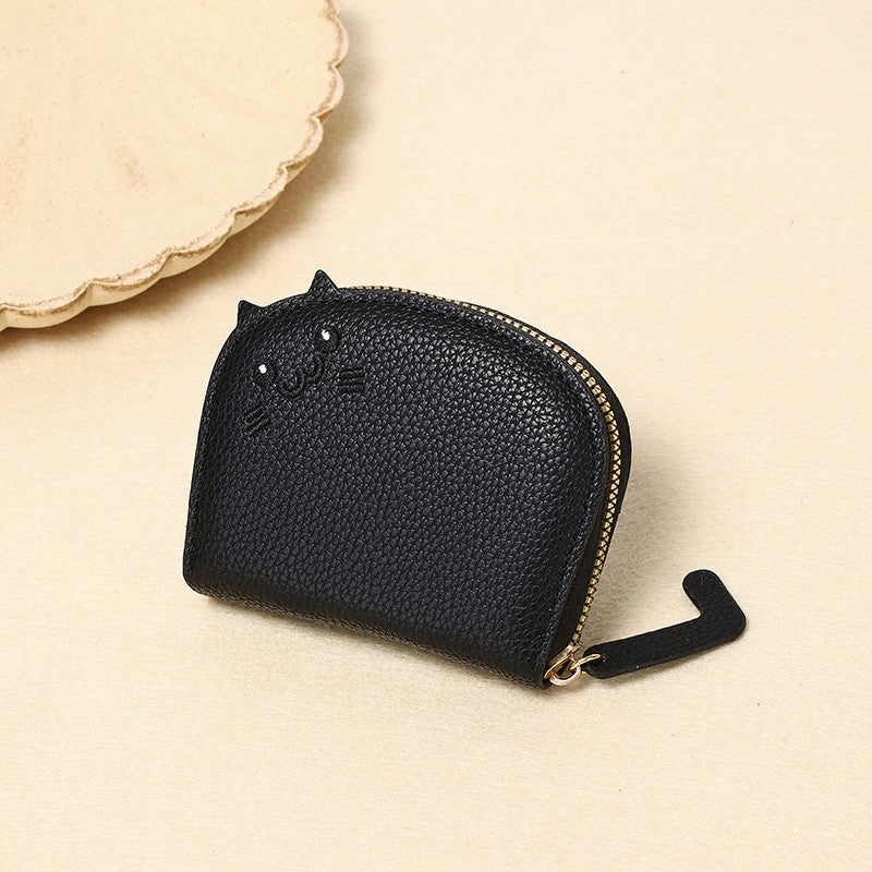 Buddha Stones PU Leather Cat Ear Embroidery Compact Purse - Black - Approx. 10 cm × 2.5 cm × 9 cm / 3.94 in × 0.98 in × 3.54 in - image 16
