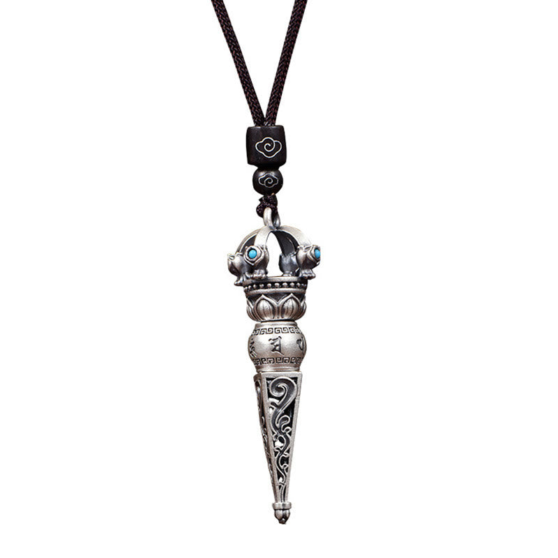 Buddha Stones Tibetan Om Mani Padme Hum Dorje Vajra Design Wisdom Rotatable Necklace Pendant - image 8