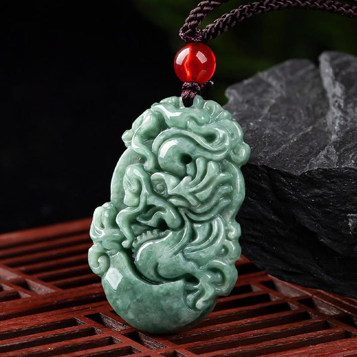 Buddha Stones Natural Jade 12 Chinese Zodiac Prosperity Necklace Pendant - image 1