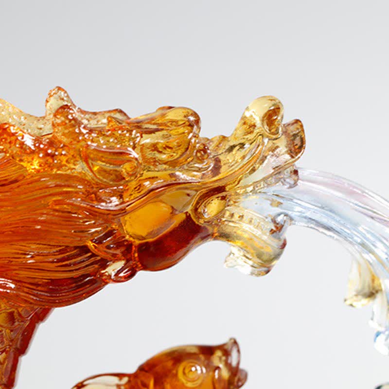 Buddha Stones Feng Shui Dragon Koi Fish Handmade Liuli Crystal Art Piece Home Office Decoration - image 5