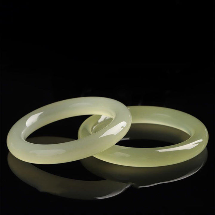 Buddha Stones Natural Afghanistan Jade Abundance Cuff Bracelet Bangle - image 1