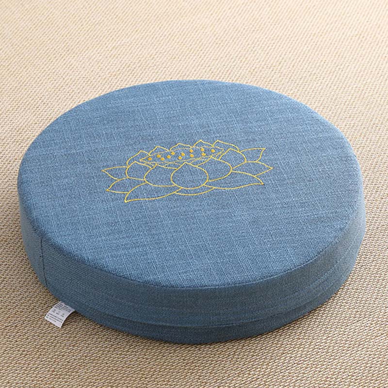 Buddha Stones Lotus Embroidery Cotton Linen Meditation Seat Cushion - Soft - 40cm*10cm - SteelBlue - image 16
