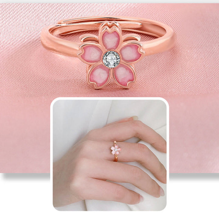 Buddha Stones 925 Sterling Silver Cherry Blossom Blessing Chain Bracelet Rotatable Ring - image 20