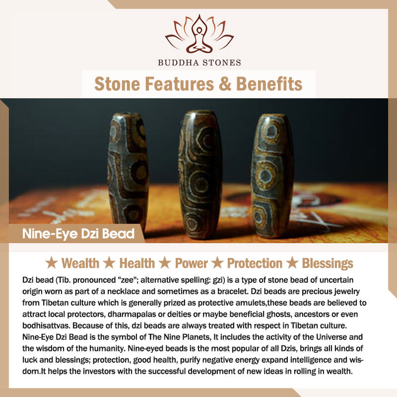 Buddha Stones Nine-Eye Dzi Bead Wealth Protection Necklace - image 10