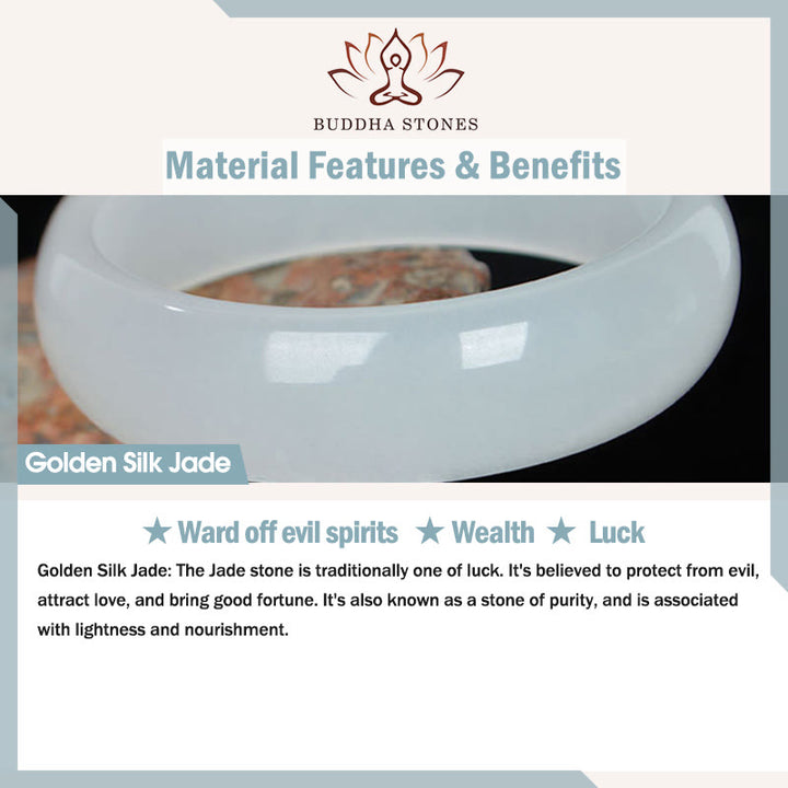 Buddha Stones Natural Golden Silk Jade Wealth Luck Bracelet Bangle - image 16
