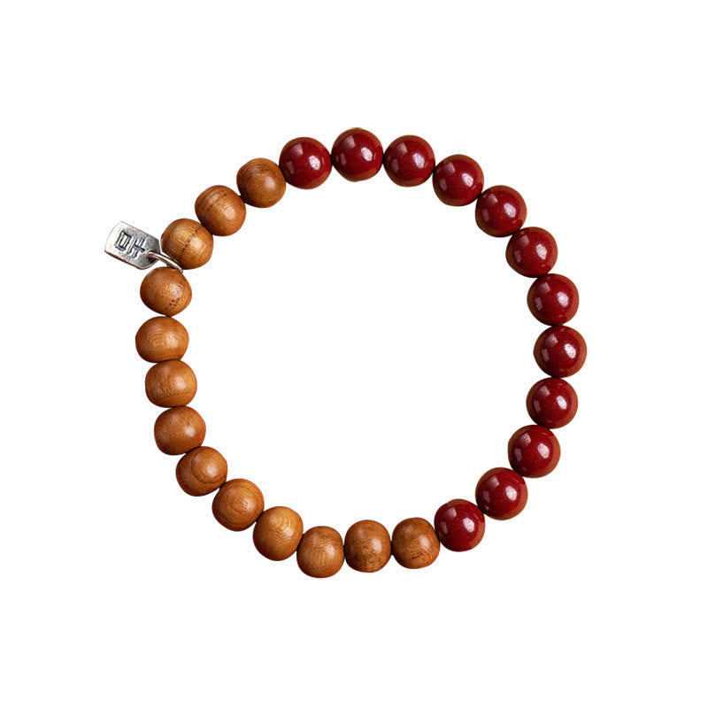 Buddha Stones 925 Sterling Silver Peach Wood Cinnabar Ward Off Evil Spirits Bracelet - image 11