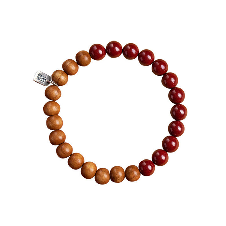 Buddha Stones 925 Sterling Silver Peach Wood Cinnabar Ward Off Evil Spirits Bracelet - image 11