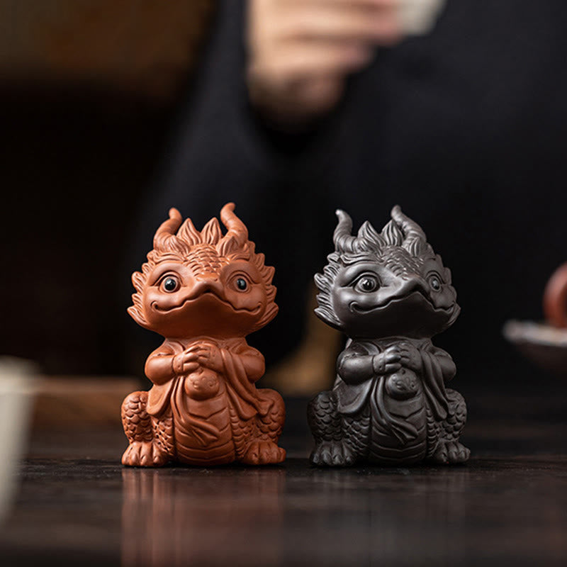 Buddha Stones Luck Dragon Wealth Tea Pet Purple Clay Figurine Decoration - image 15