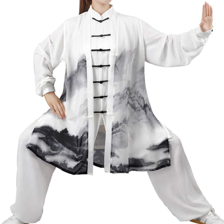 3Pcs Ink Painting Meditation Prayer Spiritual Zen Tai Chi Qigong Practice Unisex Clothing Set