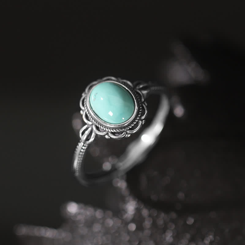 925 Sterling Silver Tibetan Turquoise Red Agate Protection Ring - image 0