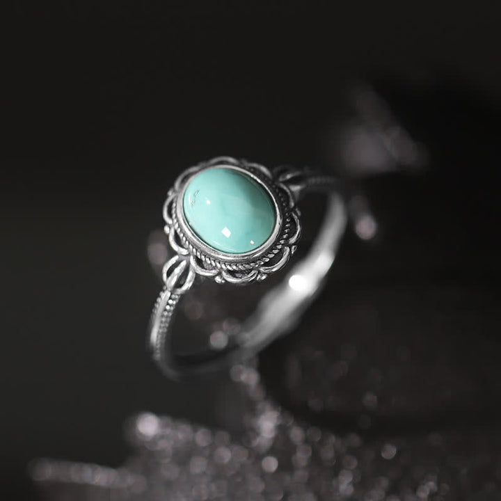 925 Sterling Silver Tibetan Turquoise Red Agate Protection Ring - image 0