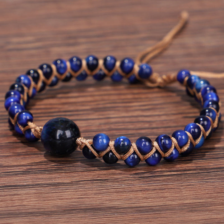 Buddha Stones Divine Blue Tiger Eye Stone Protection Bracelet