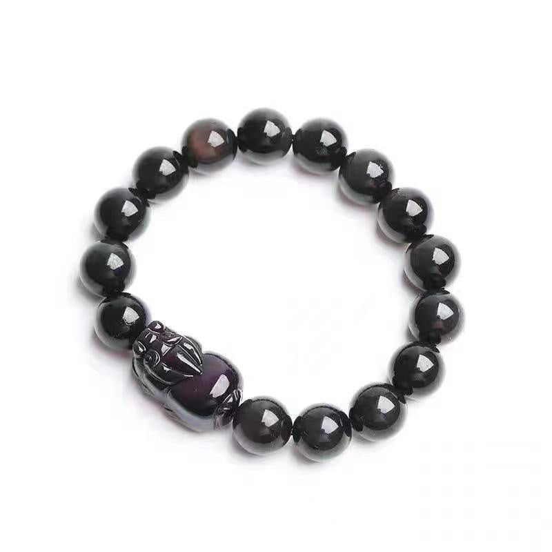 Buddha Stones FengShui PiXiu Rainbow Obsidian Healing Bracelet