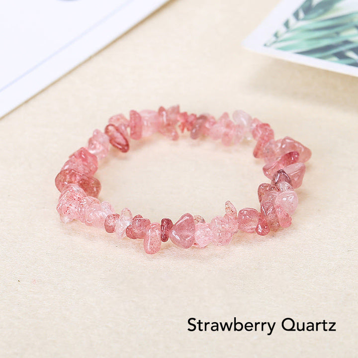 Natural Irregular Shape Crystal Stone Warmth Soothing Bracelet - Strawberry Quartz(Wrist Circumference: 15-18cm) - image 7