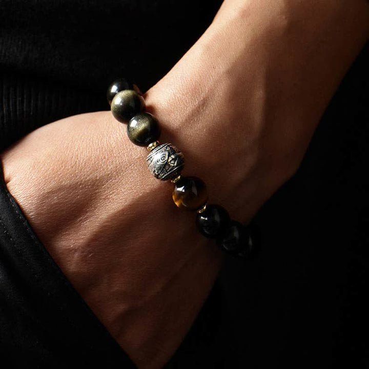 To Experience a Reversal of Fortune Rainbow Obsidian Gold Sheen Obsidian Protection Bracelet