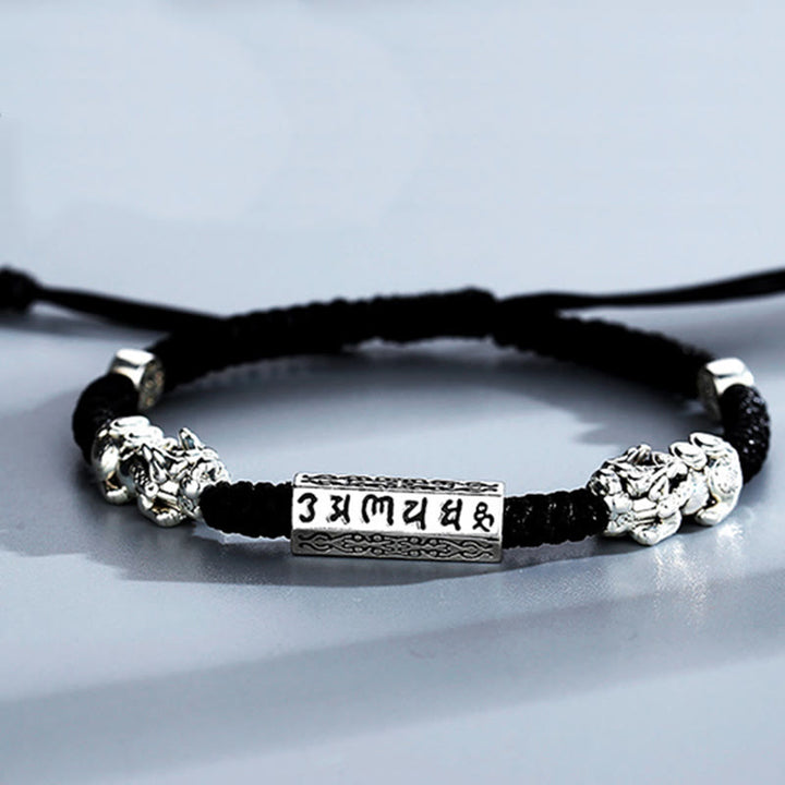 Buddha Stones Double PiXiu Feng Shui Copper Coin Om Mani Padme Hum String Bracelet - image 10