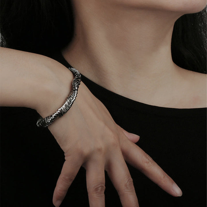 Buddha Stones 925 Sterling Silver Vintage Twisted Design Wealth Healing Chain Bracelet - image 9