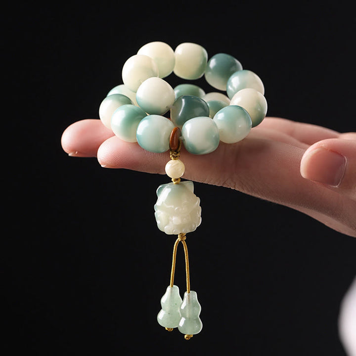 Buddha Stones Gradient Bodhi Seed Nine Tailed Fox Cat Paw Claw Pine Cone Peace Bracelet - image 4