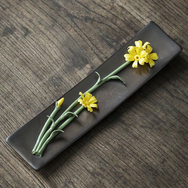 Lotus Peony Rose Flower Ceramic Spiritual Incense Burner - Yellow Daisy - image 16