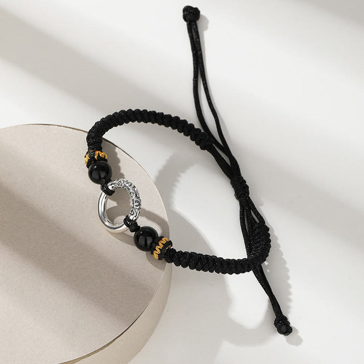 Buddha Stones 925 Sterling Silver Peace Buckle Auspicious Clouds Fortune Braided Bracelet - image 3