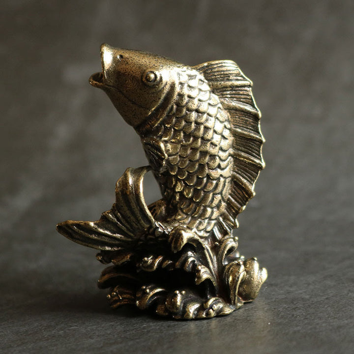 Buddha Stones Handmade Small Koi Fish Copper Wealth Home Decoration - image 1