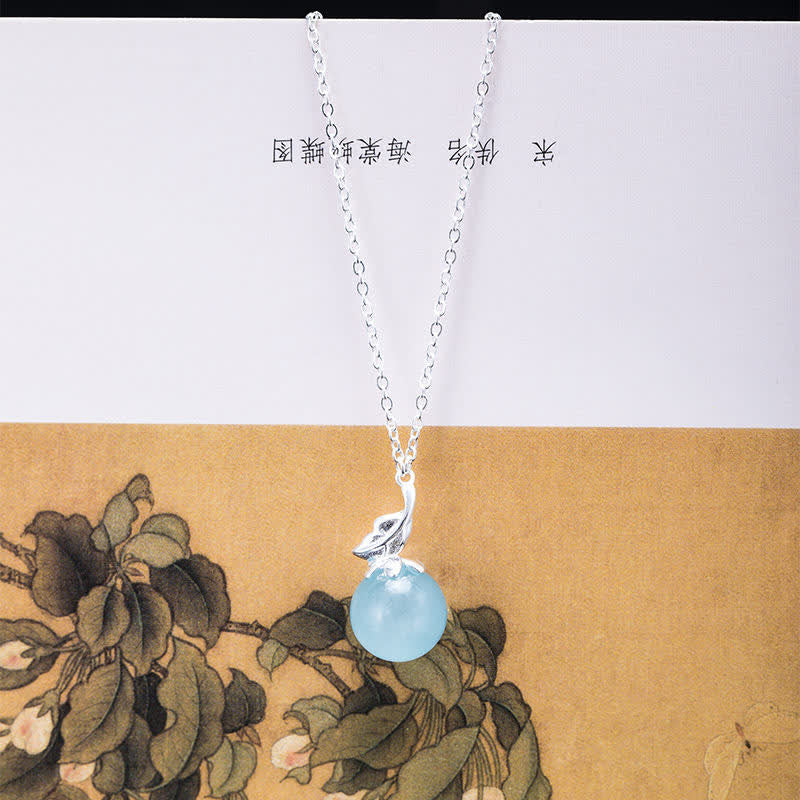 Buddha Stones 925 Sterling Silver Natural Aquamarine Leaf Flower Peace Earrings Necklace - Leaf Aquamarine Necklace - image 8