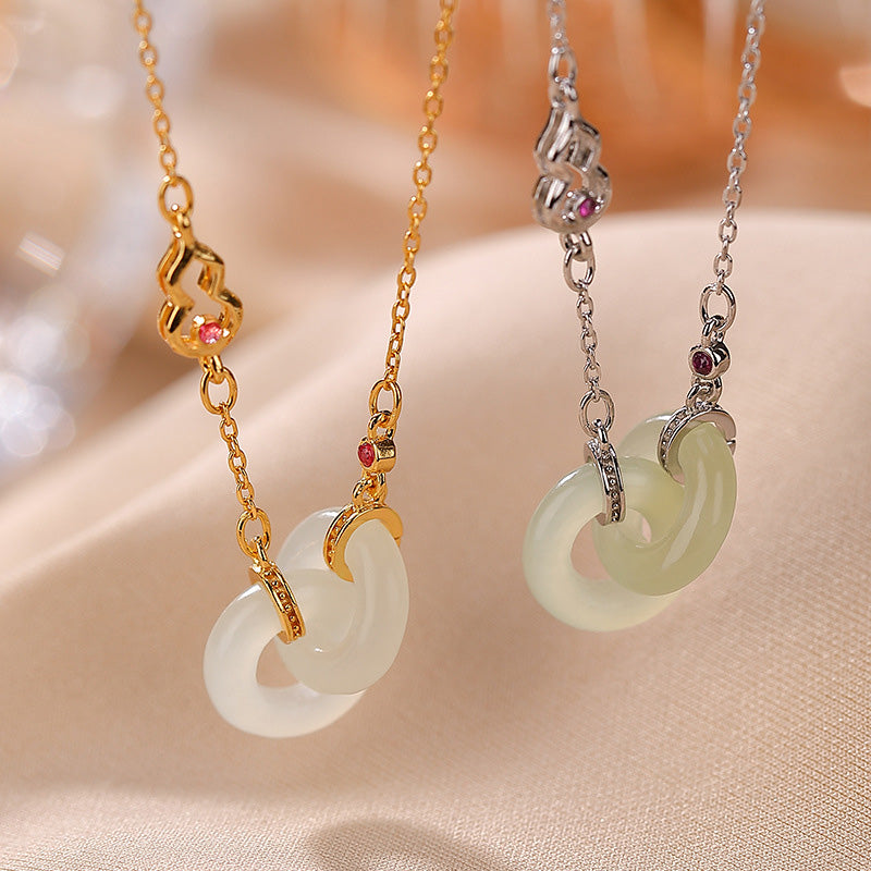Buddha Stones 925 Sterling Silver Round Jade Luck Prosperity Necklace Chain Pendant - image 1