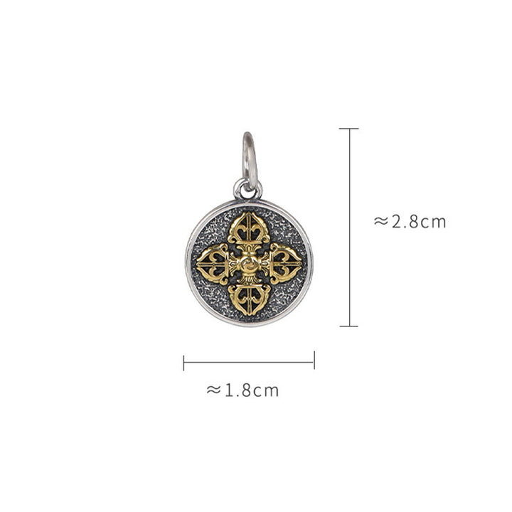 Buddha Stones 925 Sterling Silver Double Dorje Vajra Blessing Necklace Pendant - image 10